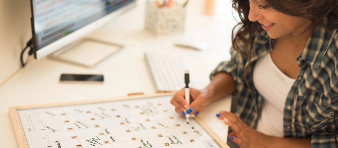 woman content planning calendar